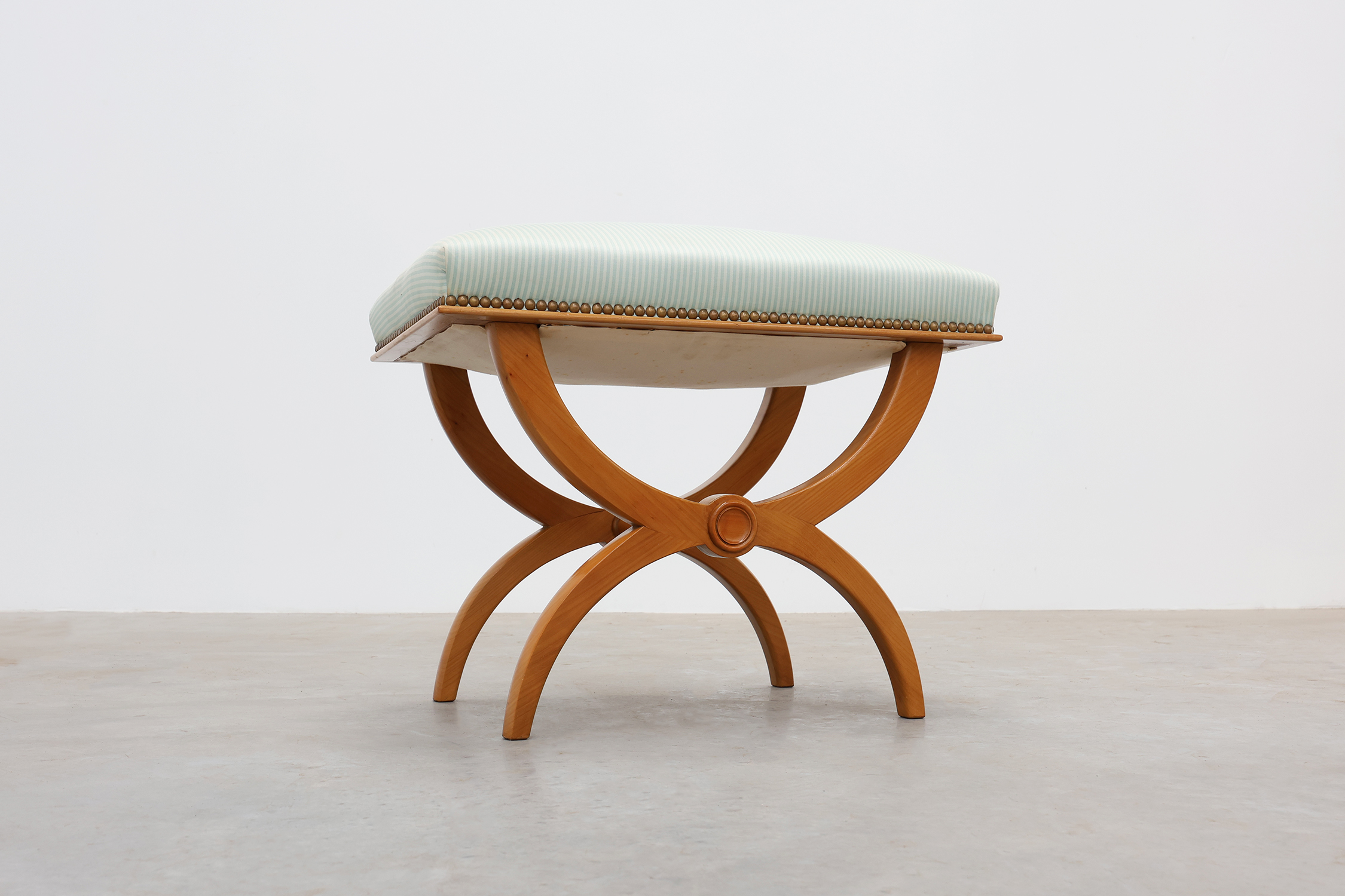 Empire style curule stool with striped upholstery, France, 20th centurythumbnail